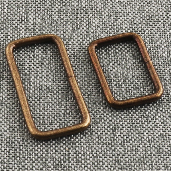 Rectangle Buckle Metal Rectangle Rings 1"&1 1/2" Antique bronze Non-Welded Loop Rings For Webbing Bag Strap Belts Leather Craft-10pcs