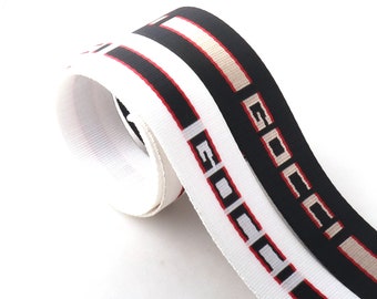 Cinta de nailon de 1,5 pulgadas, cinta negra/blanca con letras, cinta Jacquard para cinturón, correa para perro, bolsa, accesorios de ropa con flejes