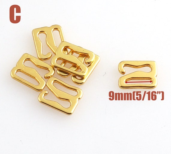 Bra Hooks Metal Bra Slider Hooks Shiny Gold MULTI SIZE Swan Hook G Hook  Adjuster FOR Swimwear Bra Strap Replacement Bulk Hooks Supply-30pcs 