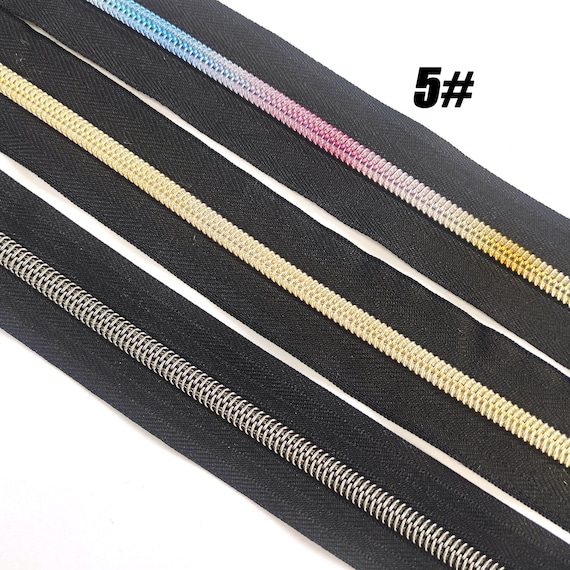 Zipper 5 Nylon Metallic Coil Zippers for Sewing Rainbow Black -  Norway