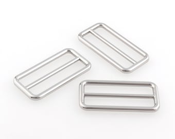 Slide Buckle Flat Adjuster Slide Buckle Silver Metal Tri Glide buckle 1 1/2" Purse Buckles Bag Luggage Strap Buckles Webbing Clothing Buckle