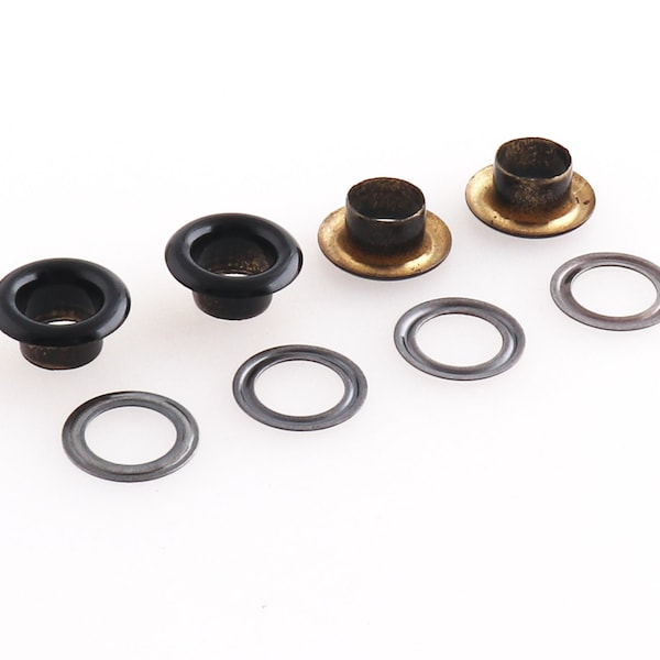 Black Eyelets 6mm Round Grommets WITH Washers Repair Grommet FOR Leather Craft Purse Shoes Bags Clothing Making-20sets