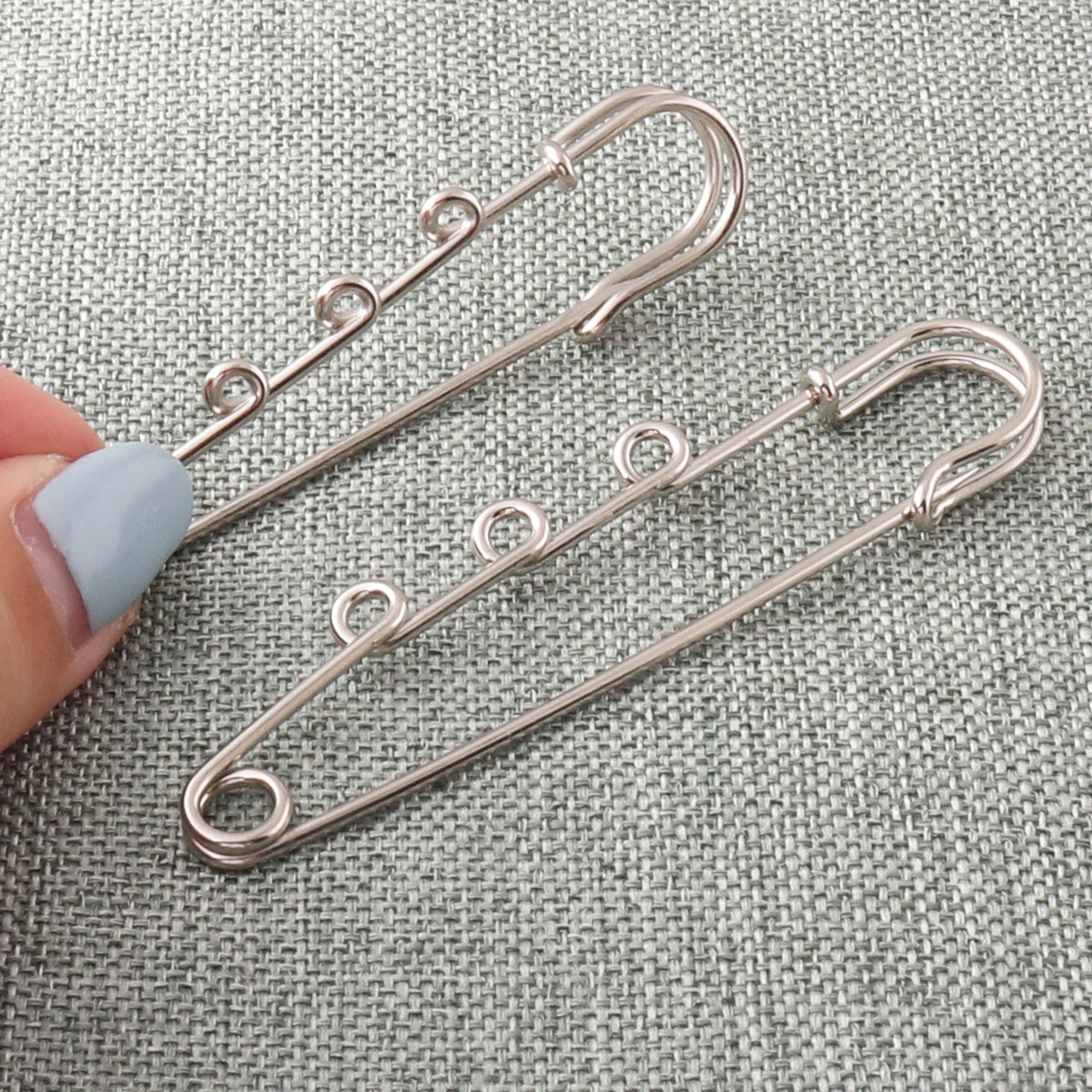 Jumbo Safety Pins,gray Kilt Pin Shawl Pins Three Loops Safety Broochs,15mm  Giant Safety Pins,decorative Pins30pcs 