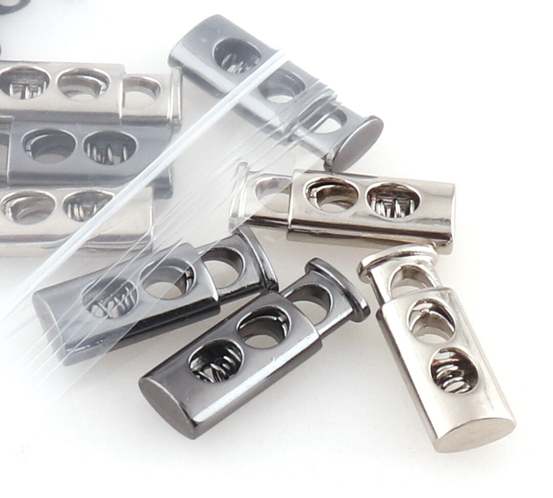 Silver/gunmetal Cord Toggle Cord Lock Double Hole 5mm Cord Stopper