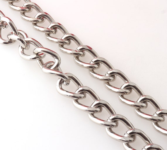 Silver Purse Chain Chunky Chain Heavy Iron Curb Chain Purse Strap Handbag  Chain Replacement Chain Bag Accessories-12mm Wide 