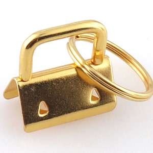 Hardware per portachiavi in oro con anelli divisi Portachiavi da 1 pollice con accessori per cordini Cinghie in fettuccia