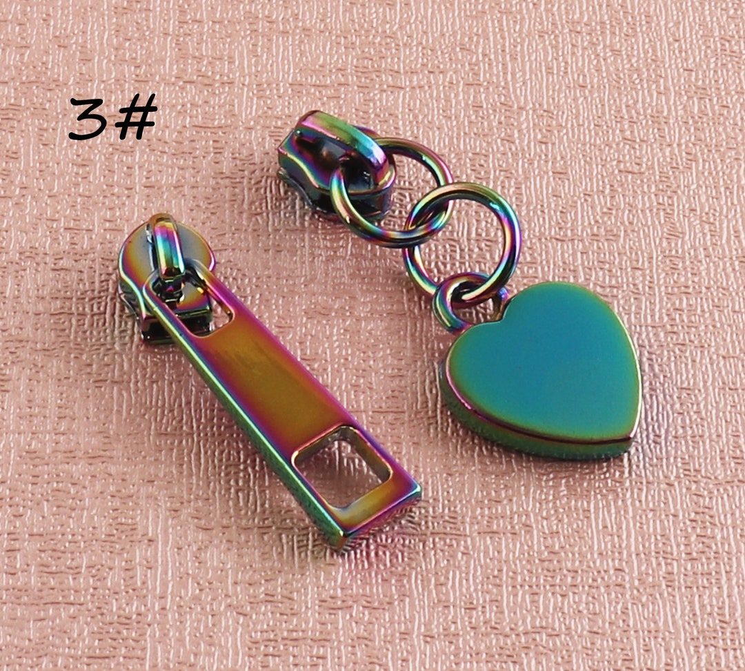 Zipper Slider Repair Kits 3 Rainbow Heart Zipper Sliders Zipper Pull