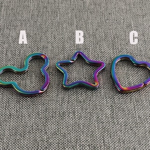 Rainbow Split Ring CHOOSE YOUR STYLE Shiny Colorful Key Ring Connector Ring Flat Key Chain Ring Charm For Lanyard Key Fob Bag Key Chain-6pcs