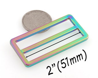 Slide Buckle Adjuster Rectangle Buckles Tri-glide Buckle Bag Strap 2" Adjustable Slide Rainbow Belt Buckle buckle replacement-4PCS