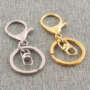 Gold&Silver Lobster Claw Clasp Keychain Key Ring Loop Key Holders With Flat Split Ring Alloy Metal Lobster Claw For Bag Jewelry Making-2pcs
