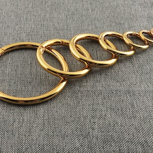 6 Stück Runde Feder Karabinerhaken DIY Zubehör für Handtasche Straps Schlüsselanhänger Karabiner glänzend Gold Multi Size-62/38/33/25/17/13/10mm