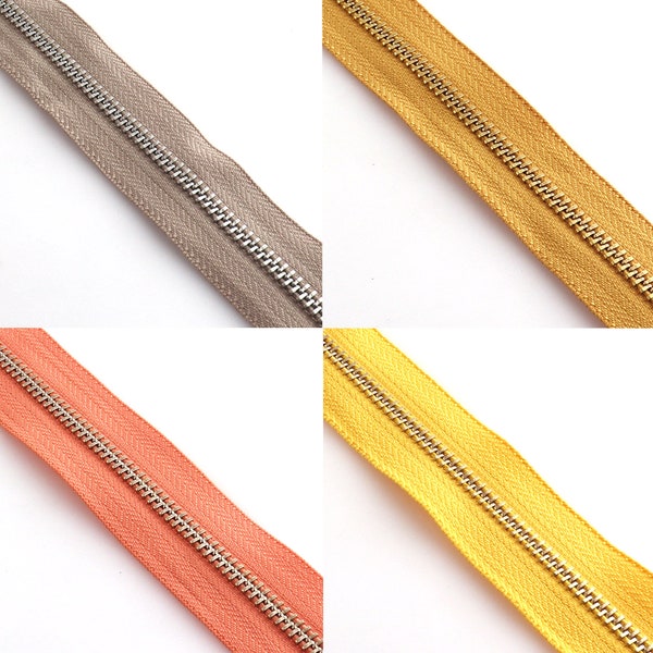 Brass Metal Teeth Zippers Wholesale Zippers No.5 Nylon Zipper Tape Assorted Color For Purse Bag Dress DIY Clothing Accessories