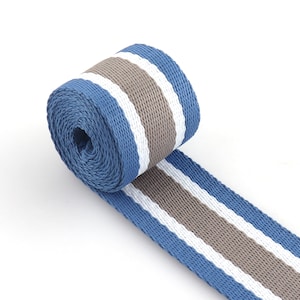 Heavy Duty Webbing 1.5 inch Blue&Gray Striped Webbing For Bag Handles Tote Bag Strap Waist Belt Upholstery Webbing Webbing Band Ribbon Trim