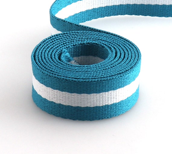Stripe Webbing: Teal and White Stripe Webbing: Teal and White
