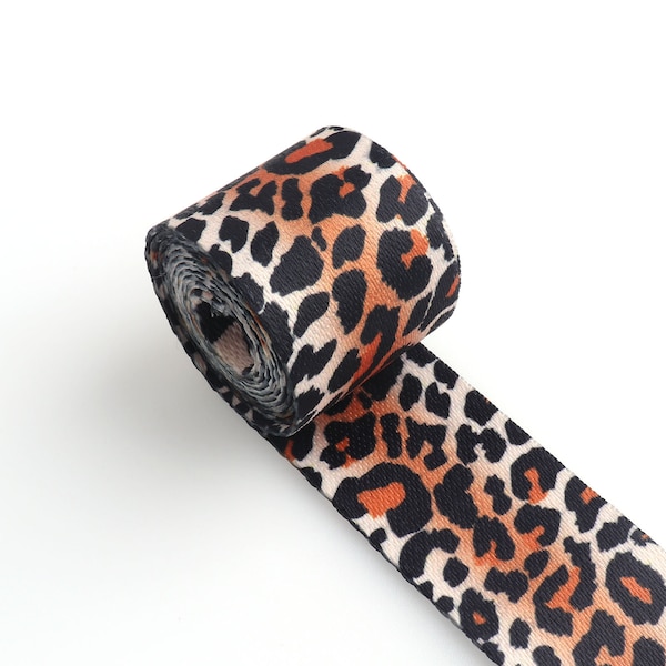 Leopard webbing 1.5" cotton webbing heavy duty soft webbing leash webbing key fob webbing strong strap for bag garment accessories