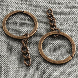 Key Chain Blanks Keyring With Jump Rings Antique bronze 57mm Round Split Rings Key Fob Hardware Jewelry Making Bulk for Crafts-8pcs