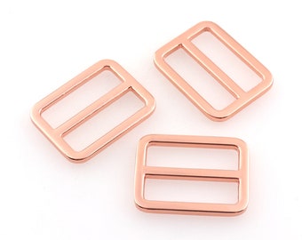 Flat Metal Slide Buckle Triglide Strap Keeper Adjuster Buckle 1" Belt Buckle 25mm Rose Gold Webbing Buckle For Leathercraft Bag Belt DIY