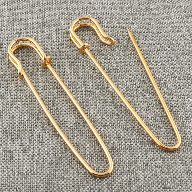 Große Sicherheitsnadeln Starke Decke Nadeln 86mm Scharfe Jumbo Pins GoldSilber Kilt Nadel Brosche Für Näh Stich Maker Strickstoff-6 Stück Gold