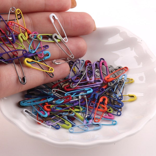 Mini épingles de sûreté CHOISISSEZ VOTRE COULEUR-Broche arc-en-ciel Étiquettes de prix Épingles Marqueur de point Crochet et broche à tricoter-100pcs