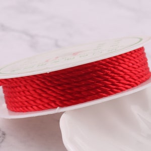 Twisted Cord Satin Cord Twisted Soutache wire 2mm nylon string Top Quality Red Rope For Beading/Jewelry Making/Breakaway Clasp/Bracelet