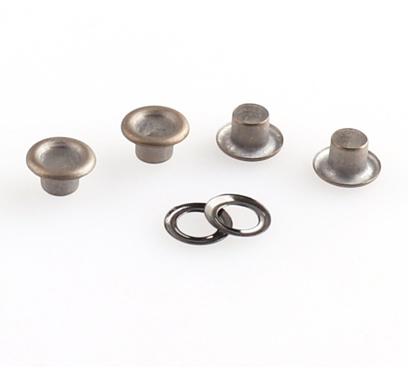Brass Eyelets In Gray Round Small Grommets 4mm Eyelets For Sewing Clothing Leather Eyelets Belt Shoes Repair Grommets With Washers-30sets image 2