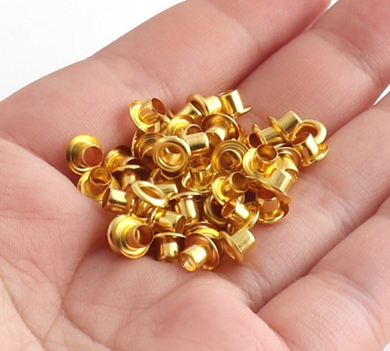 Mini Eyelets Gold 3mm Inner Metal Eyelets Grommets FOR Bead Cores Clothing  Leather Crafts Paper Label Doll Sewing Craft Supply-50/500pcs 