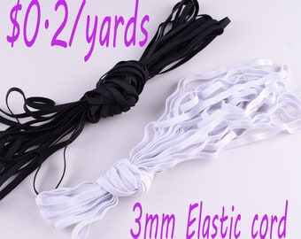 Flat Elastic Rope elastic band stretch cord white flat elastic cord 3mm White/Black Tirm for band dressmaking sewing belts,1-864Yards