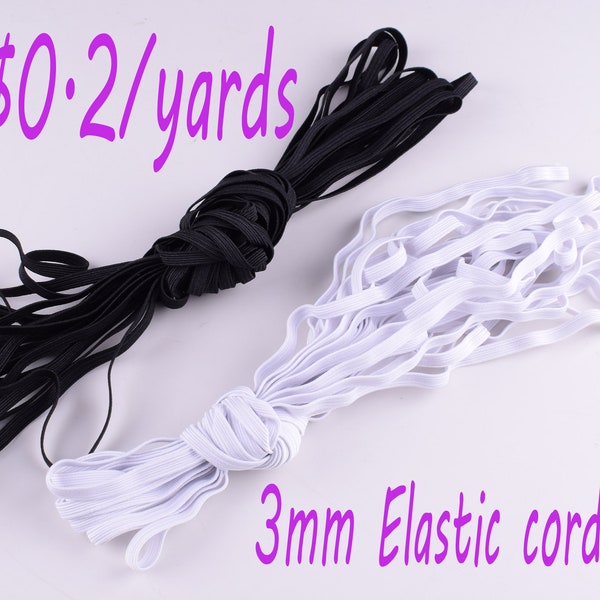 Flat Elastic Rope elastic band stretch cord white flat elastic cord 3mm White/Black Tirm for band dressmaking sewing belts,1-864Yards