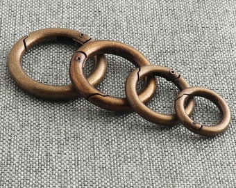Antique Bronze Spring Ring 13/17/21/25mm Purse Strap Clasp Ring Snap Hook Gate Ring For Carabiner Key Chain Round Hook Ring-6pcs