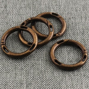 Antique bronze Spring Ring Clasp With Hole 21mm Round Circle Gate Ring Push Snap Hook Spring Buckle For Purse Bag Key Chain Carabiner-8pcs