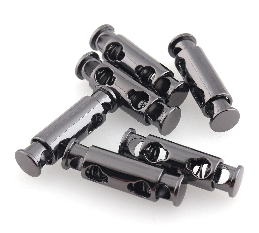 Round Cord Lock String Adjuster Buckle Cord Stopper Gun Black Cord ...