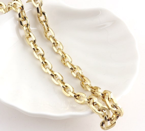 Gold Plated Chain Purse Chain Replacement Handle Chain Cable Curb Chain  Metal Bulk Chain FOR Purse Strap DIY Jewelry Making-6mm Wide 