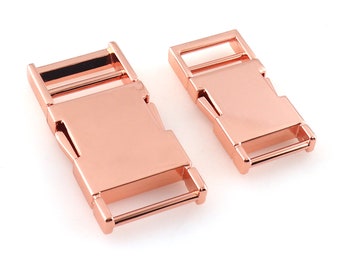 1" and 3/4" DIY Pet Collar Rose Gold Belt Strap Slide Buckle Metal Quick Side Release Buckle Slide Adjuster Dog Collar Buckle