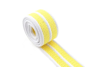 Webbing Stripe Yellow strap webbing Cotton Webbing Fabric belt 1 1/2" (38mm)  Canvas Webbing bag strap supplies