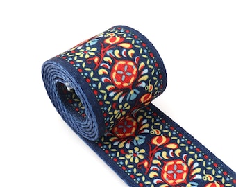 Sangle en coton Sangle Jacquard 2 "Sangle en polyester/coton colorée de style chinois Sangle de ruban Collier de chien Pièces de sac à dos