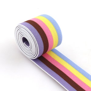 Elastic Webbing Rainbow Stripe Elastic Band 1 1/2 inch Soft Elastic Waistband Stretchy Tape Clothing Accessories By the yard