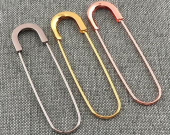 Large Safety Pins Metal Brooch Kilt Pins Blanket Pins Brooch Findings Pins FOR Sewing Stitch Makers Jewelry Making-80mm 10pcs