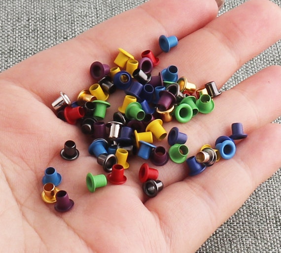 Colorful Grommets 2mm Eyelets 100pcs CHOOSE YOUR COLOR Small Grommets for  Bags Shoes Clothing Sewing Leather Crafts 