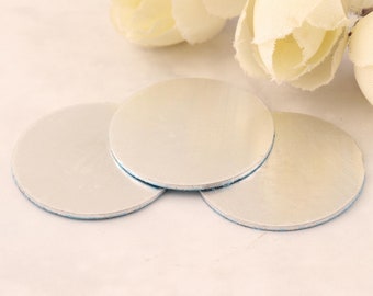 18 Gauge Aluminum Stamping Blanks, No Holes, Reversible,1'' Aluminum Discs ,Aluminum Tags,Silver (10~50/pack)