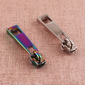 Zipper Puller Pendant 6pcs For Size #3 Zipper Head Metal Brass Zipper Repair Replace Kit Stop Rainbow/Silver Purse Making Hardware