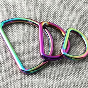 Multi size-Rainbow D Ring Dee Buckle Purse Loop Belt Buckle Rings Sewing Rings FOR Webbing Strap Handbag Clasp-10pcs