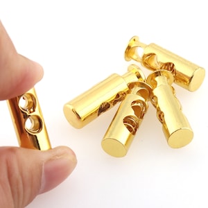 10 PCS Toggle cord stopper Metal Cord Lock Cord Gold Zinc Alloy Toggle Lock 5mm inner Rope Lock Buckle Purse Closures or Embellishment