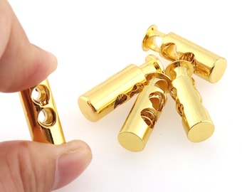 10 PCS Toggle cord stopper Metal Cord Lock Cord Gold Zinc Alloy Toggle Lock 5mm inner Rope Lock Buckle Purse Closures or Embellishment