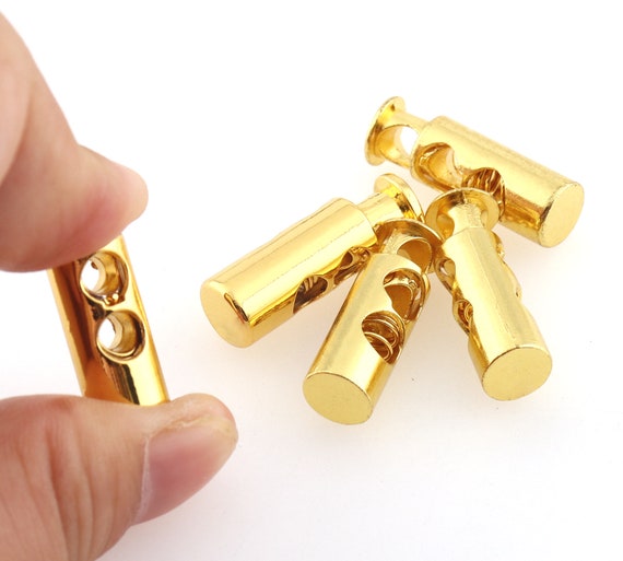 10 PCS Toggle cord stopper Metal Cord Lock Cord Gold Zinc Alloy Toggle Lock 5mm inner Rope Lock Buckle Purse Closures or Embellishment