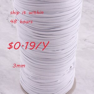 50Y Elastikschnur Elastisches Seil Weiß Flach Elastisches Seil Elastik Band Stretch Schnur Weiß Flach Elastische Schnur 3mm Tirm für Band Schneidern Nähen
