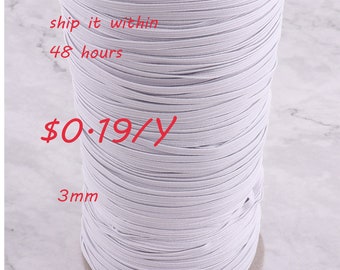 Cuerda elástica de 50Y Cuerda elástica Cuerda elástica plana blanca Cuerda elástica Cuerda elástica Cuerda elástica blanca Cuerda elástica plana 3mm Tirm para costura de costura de banda