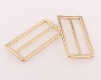 Triglide slider buckle 2" Adjustable Buckle Top Quality Light Gold Alloy tri glide adjustable buckle webbing suspender strap buckle-6PCS