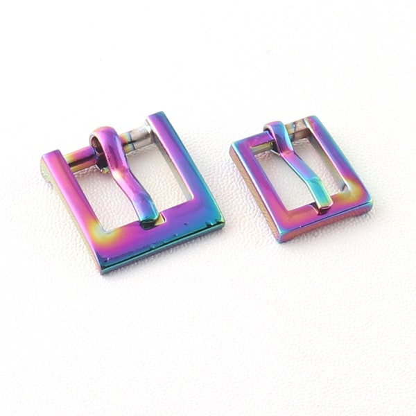 Metal Roller Buckles Small Belt Buckle Rainbow Hardware10/14mm Mini Pin Buckle For Bags Briefcase Strap Shoes Dolls Adjuster Buckle-2/10pcs