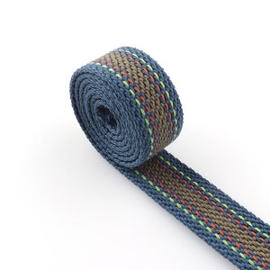 Blaues Baumwollstreifen-Gurtband, 1 &quot;weiches Gurtband gewebtes Gurtband, für Taschengurte Geldbörse Strap Tote Bag Handle Gurtband, Meterware.