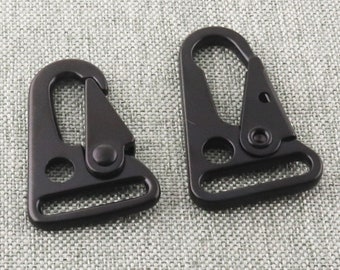 Mosquetón de Metal de 1 pulgada, 2/4 Uds., mosquetón negro estilo HK, Clip para llavero, Clip de eslinga, puerta de resorte, mosquetón de liberación rápida, accesorios para bolsa